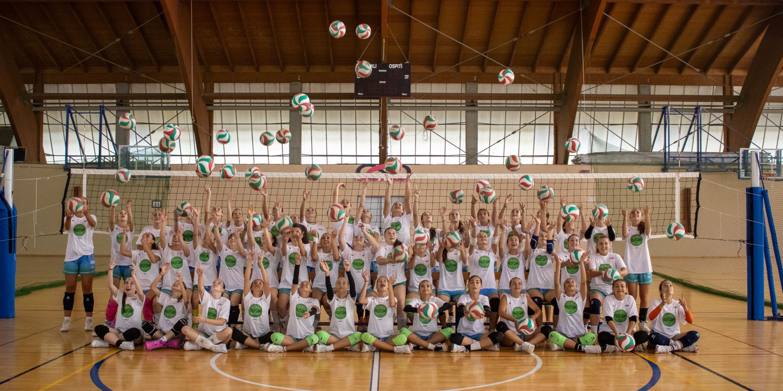 Group of athletes at the Italian volleyball camp